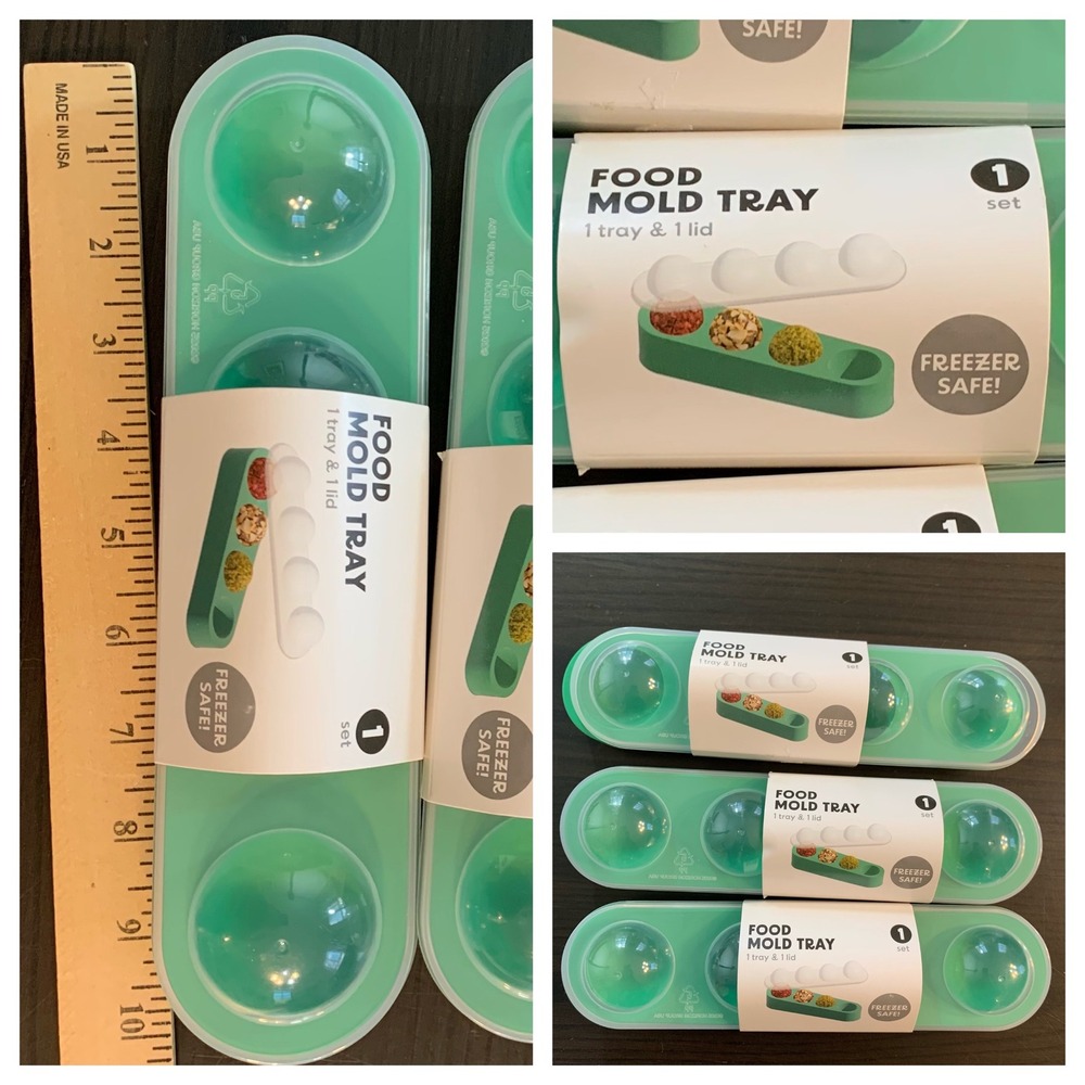 Horizon Group USA Green Food Mold Tray Set of 3 Freezer Safe Sphere‎ Ice Molds